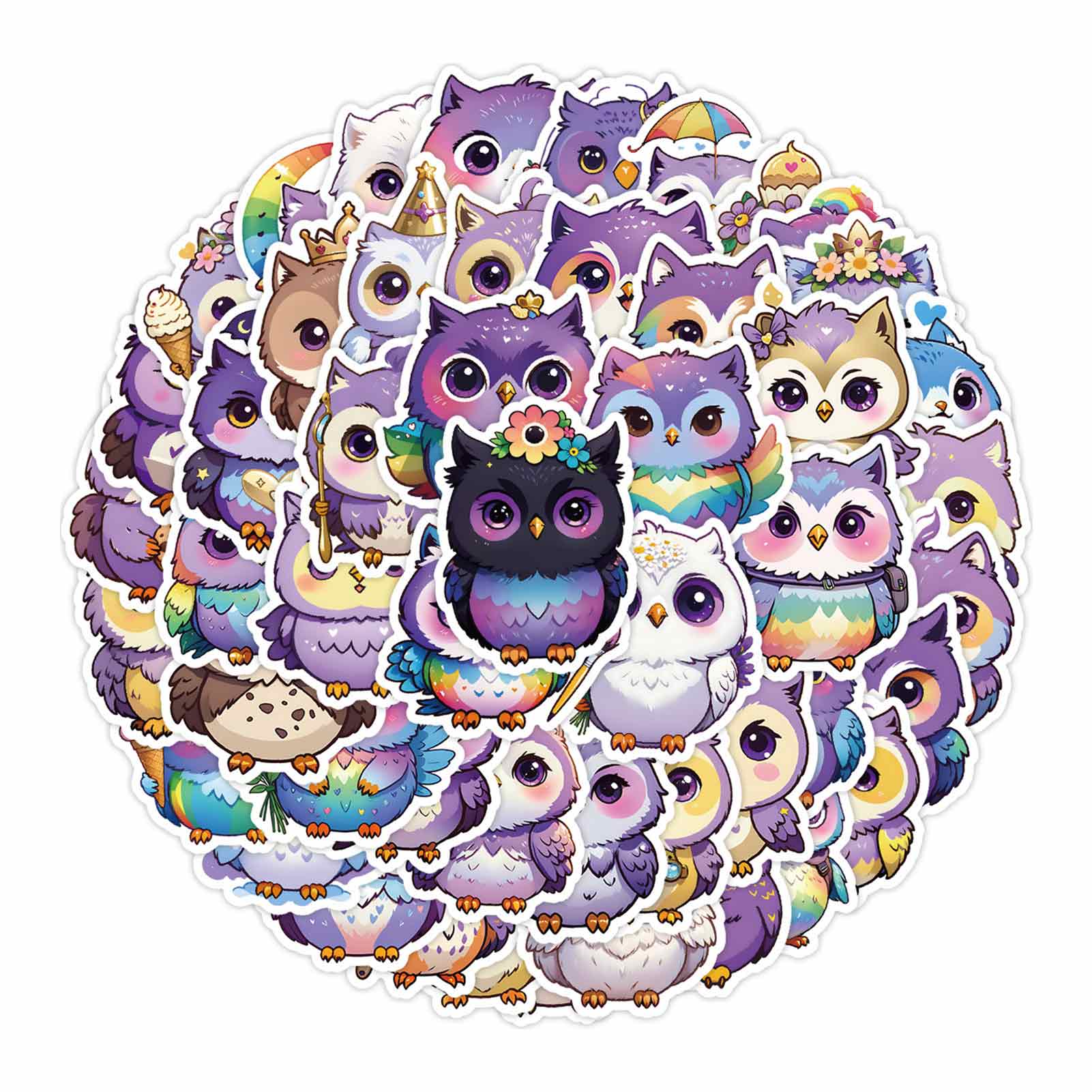 Art Craft Notebook - 50 pegatinas de búhos, adhesivos impermeables