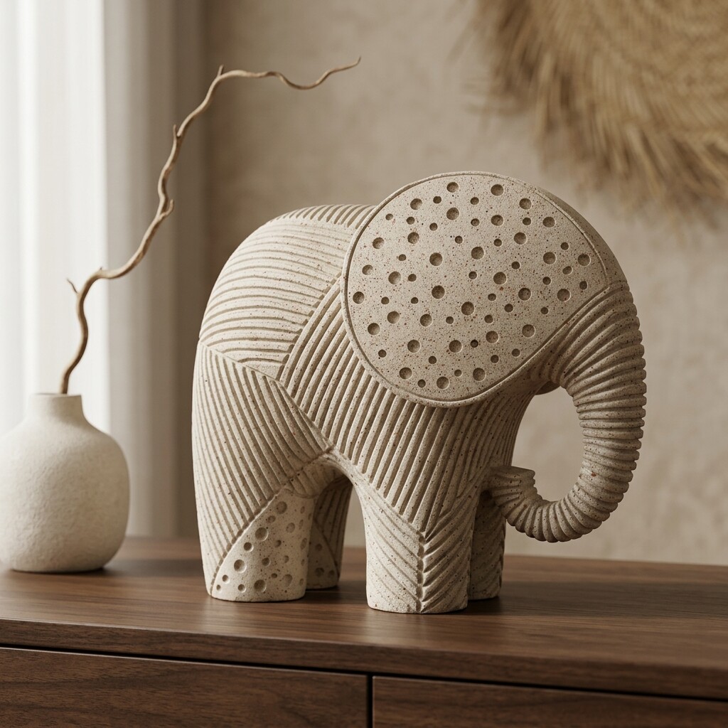 Tv Art And Craft - Escultura de Elefante Estilo Wabi Sabi,